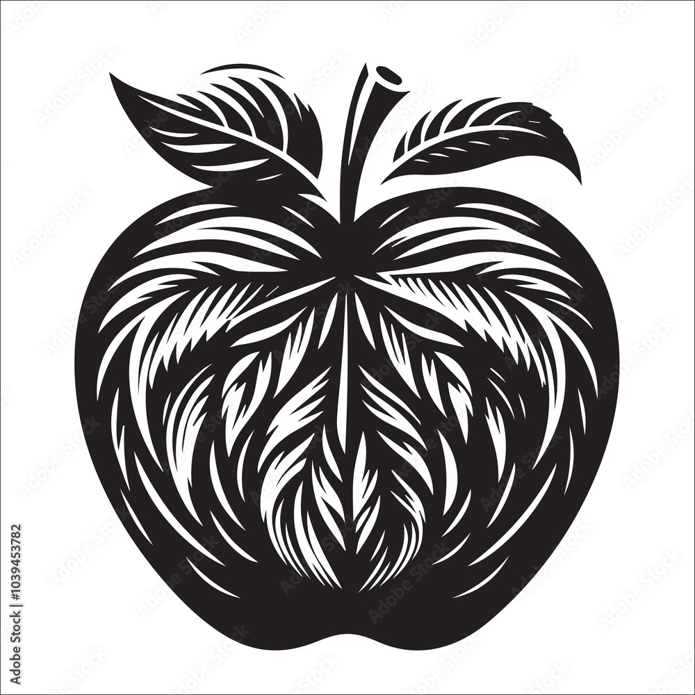 Apple Symbol Black Silhouette Isolated on White for Creative Design Projects Apple Symbol Black Silhouette Isolated on White for Creative Design Projects
