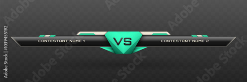 Game Versus Lower Third in Metallic Black, Silver and Mint Green Color Theme for Esports, Gaming, and Sports Broadcasts