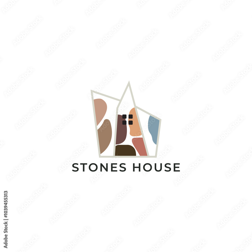 ILLUSTRATION ROCK HOUSE. ARCHITECTURE BUILDING SIMPLE MINIMALIST LOGO ICON FLAT COLOR DESIGN VECTOR. GOOD FOR REAL ESTATE, PROPERTY INSDUSTRY ILLUSTRATION ROCK HOUSE. ARCHITECTURE BUILDING SIMPLE MINIMALIST LOGO ICON FLAT COLOR DESIGN VECTOR. GOOD FOR REAL ESTATE, PROPERTY INSDUSTRY