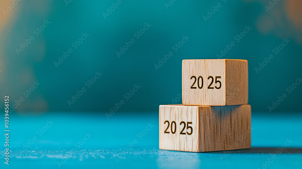 Two wooden blocks, showing the year Two wooden blocks, showing the year