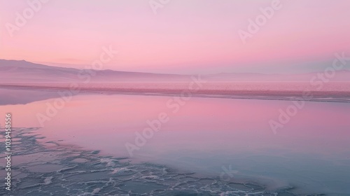 Serene Dawn Over Salt Flat Landscape