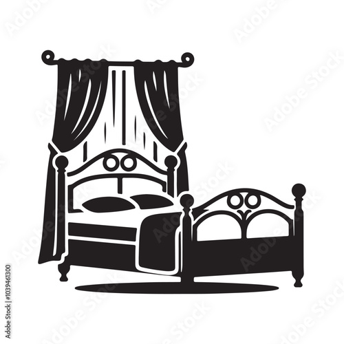 Bed Silhouette Vector Art Minimalist Furniture Design