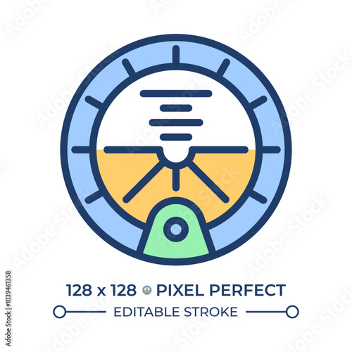 Attitude indicator RGB color icon. Essential cockpit instrument used in aviation. Orientation relative to horizon. Isolated vector illustration. Simple filled line drawing. Editable stroke