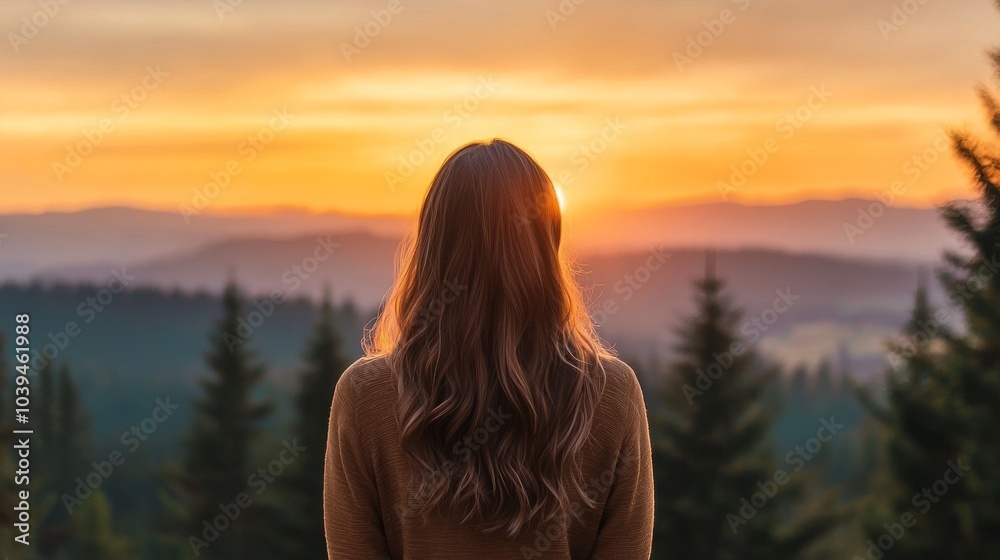 A Photo of an Woman Looking Backwards Over, Her Shoulder with Nature in the Background generative ai A Photo of an Woman Looking Backwards Over, Her Shoulder with Nature in the Background generative ai