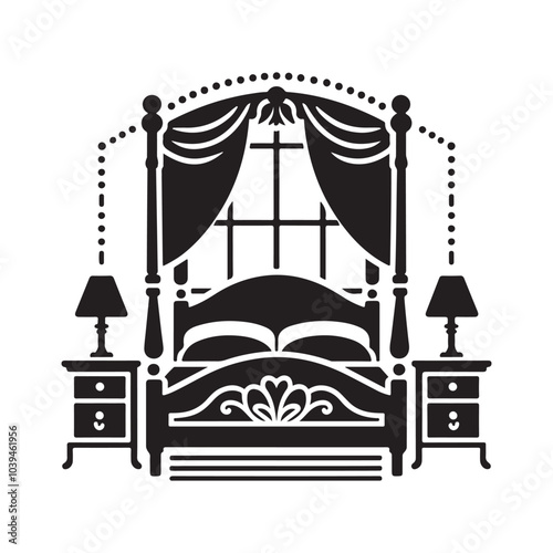 Bed Silhouette Vector Art Minimalist Furniture Design