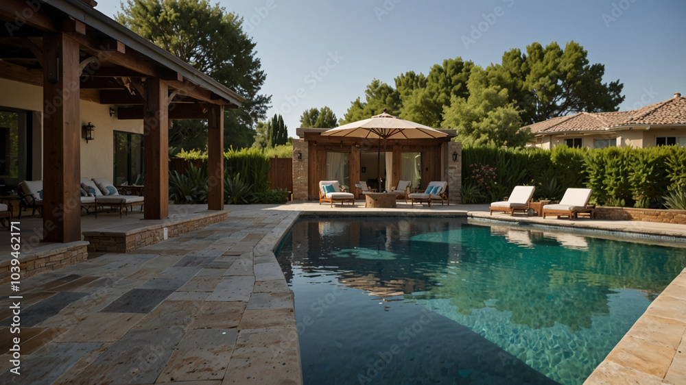 Cozy swimming pool with garden Cozy swimming pool with garden