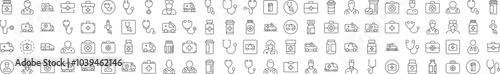 Doctor, Hospital, Stethoscope, Ambulance, Drugs Related Line Icon for Websites, Apps, Infographics Other Purposes