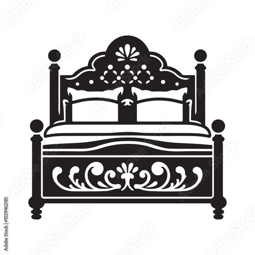 Bed Silhouette Vector Art Minimalist Furniture Design