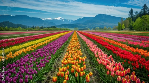 Wallpaper Mural Aerial View of Vibrant Tulip Field in Bloom Torontodigital.ca