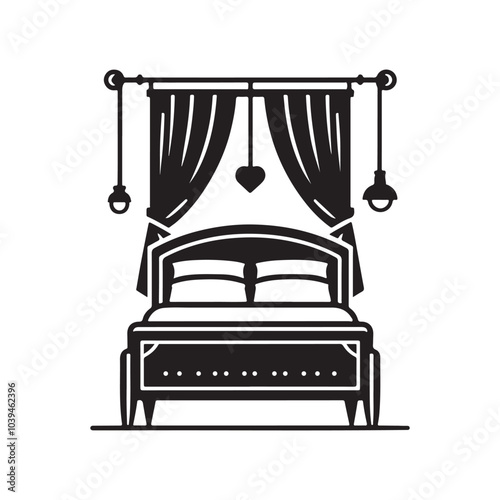 Bed Silhouette Vector Art Minimalist Furniture Design