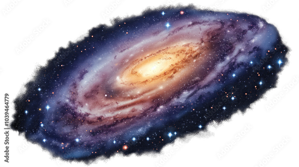 Fototapeta premium A galaxy isolated on transparent white background, clipping path