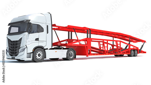 Wallpaper Mural Car Carrier Semi Truck Trailer 3D rendering on white background Torontodigital.ca