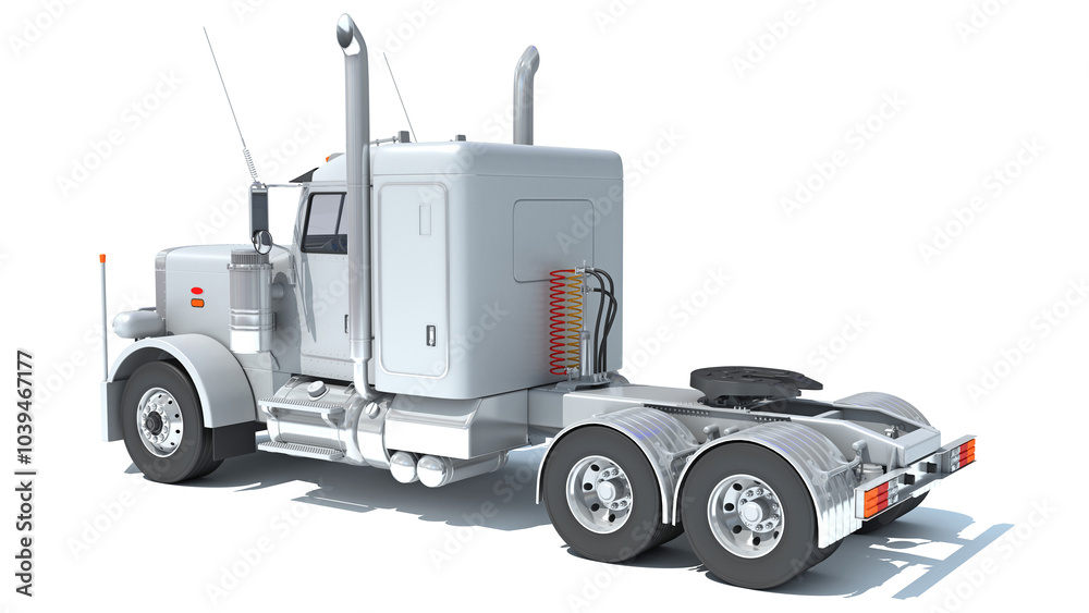Semi Truck 3D rendering on white background Semi Truck 3D rendering on white background