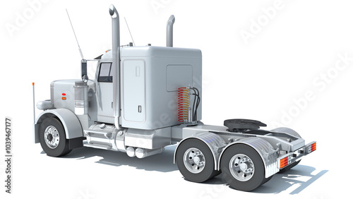 Semi Truck 3D rendering on white background