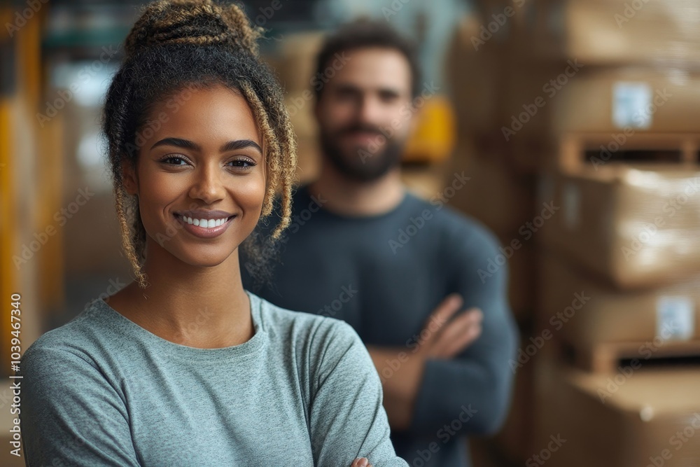 Smiling online store business partners, Generative AI Smiling online store business partners, Generative AI