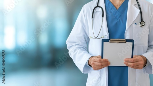 Routine healthcare checkup in a bright clinic, patient sitting on an exam table, healthcare  checkup, proactive health management photo