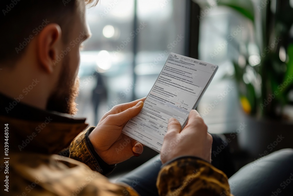 Man showing electronic flight ticket, Generative AI