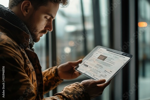 Obraz na płótnie Man showing electronic flight ticket, Generative AI w salonie