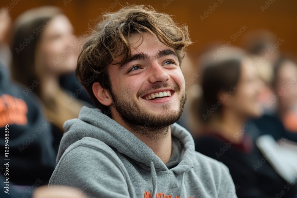 Student laughing during the lecture in class, Generative AI