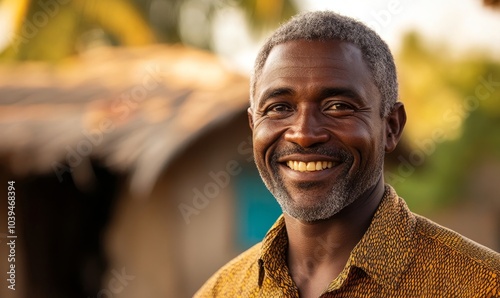 Obraz na płótnie Portrait of smiling african man, Generative AI w salonie