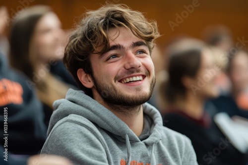 Obraz na płótnie Student laughing during the lecture in class, Generative AI w salonie