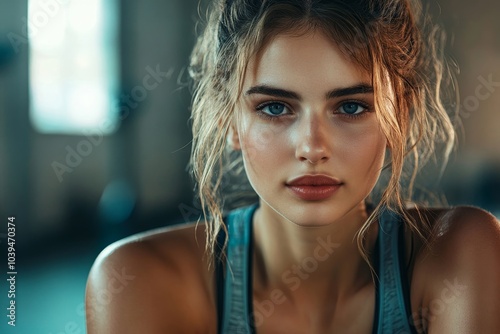 Woman taking break after intense workout, Generative AI