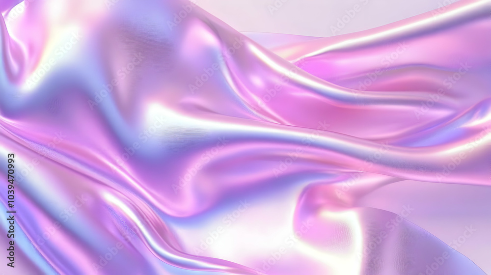 Fototapeta premium Pastel Holographic Satin Fabric in Pink and Purple Tones