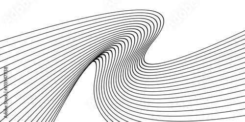 Vector illustration of black line waves on a white background