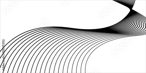 Vector illustration of black line waves on a white background