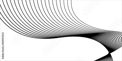 Vector illustration of black line waves on a white background