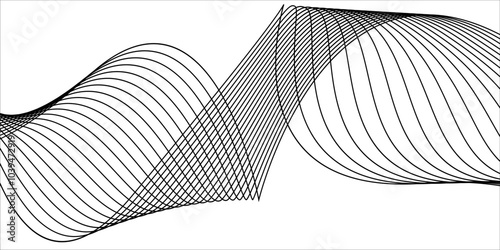 Vector illustration of black line waves on a white background