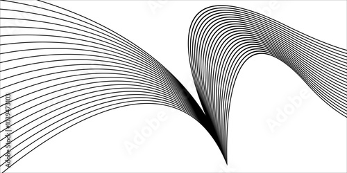 Vector illustration of black line waves on a white background