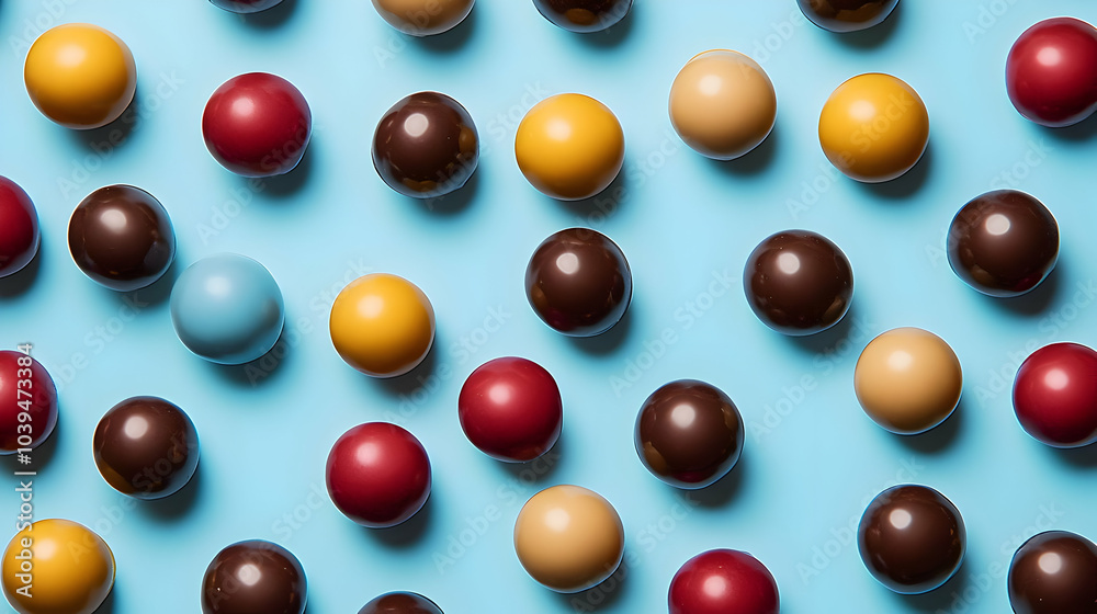 Colorful Chocolate Balls on Vibrant Background Colorful Chocolate Balls on Vibrant Background