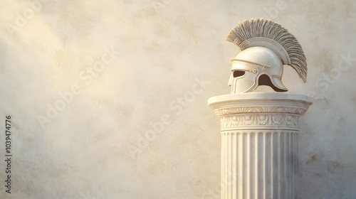 Roman Helmet on Marble Column
