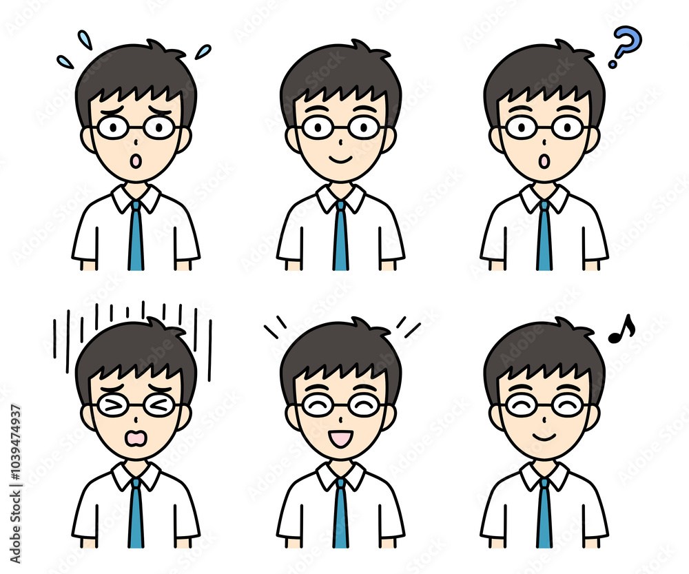 シンプルでかわいい学生イラスト（夏服・上半身・男の子）