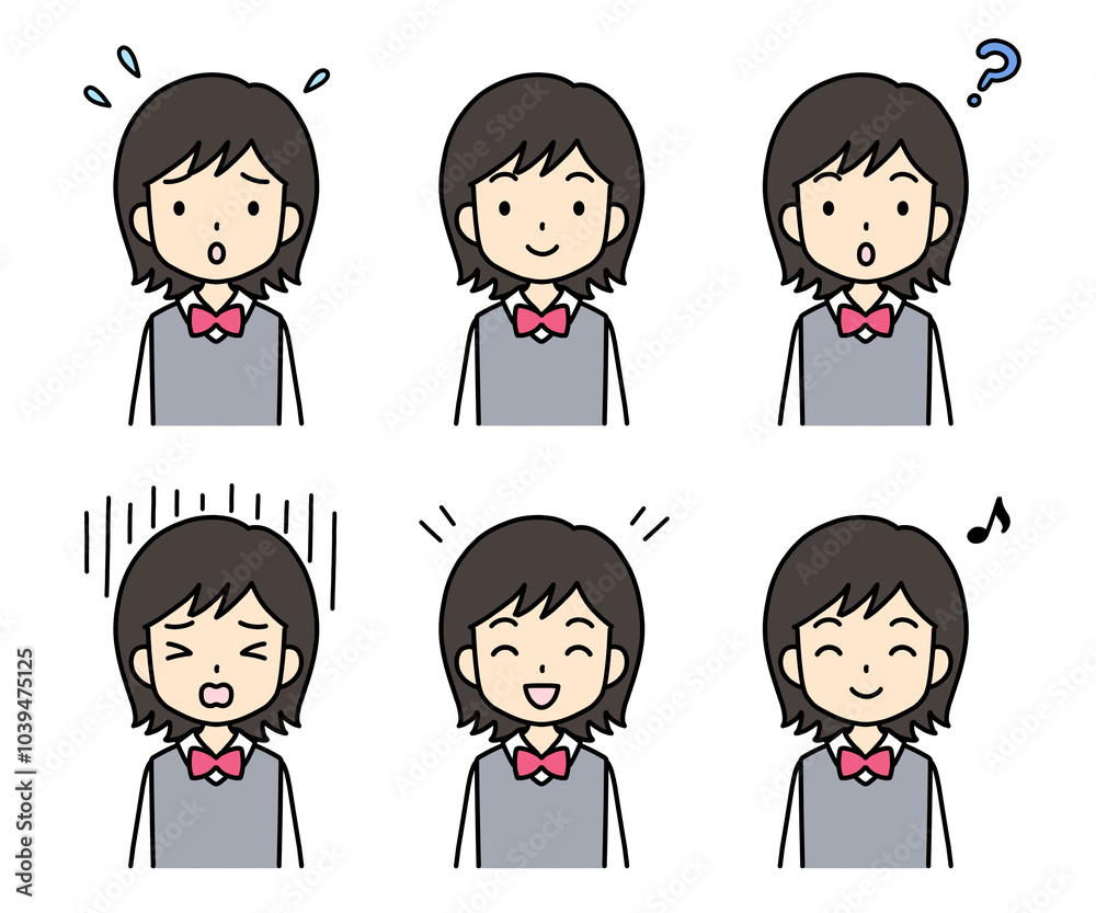 シンプルでかわいい学生イラスト(セーター・上半身・女の子) シンプルでかわいい学生イラスト(セーター・上半身・女の子)