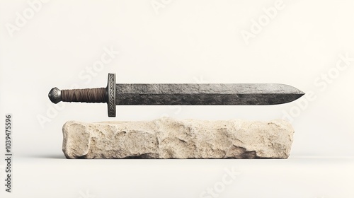 Viking Sword in a Suspended Showcase