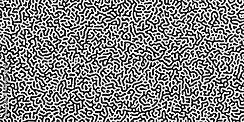 Organic seamless patterns with rounded lines Diffusion reaction background. Monochrome background of natural organic forms motion. Overlay template abstract Turing organic wallpaper background.