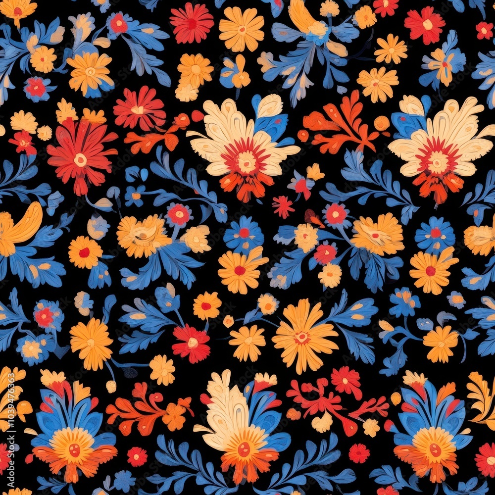 Traditional Polish Folk Seamless Design Pattern