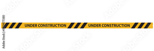 under construction tape warning banner image with isolated on white background, Under construction sign for construction site and website.  Vector illustration . EPS 10