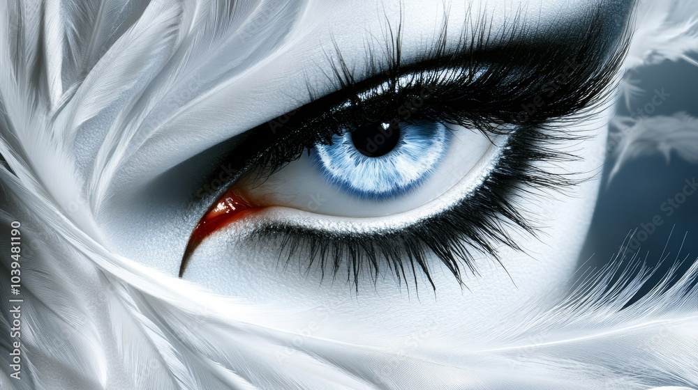 Fototapeta premium white feather beside it, tear streaking inside