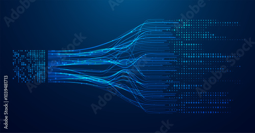 Abstract infographics visualization. Big data code representation. Futuristic network or business analytics. Graphic concept for your design.