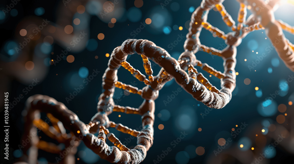 stunning representation of DNA molecules showcases intricate structure of genetic material, with swirling strands illuminated by soft light, evoking sense of wonder and discovery