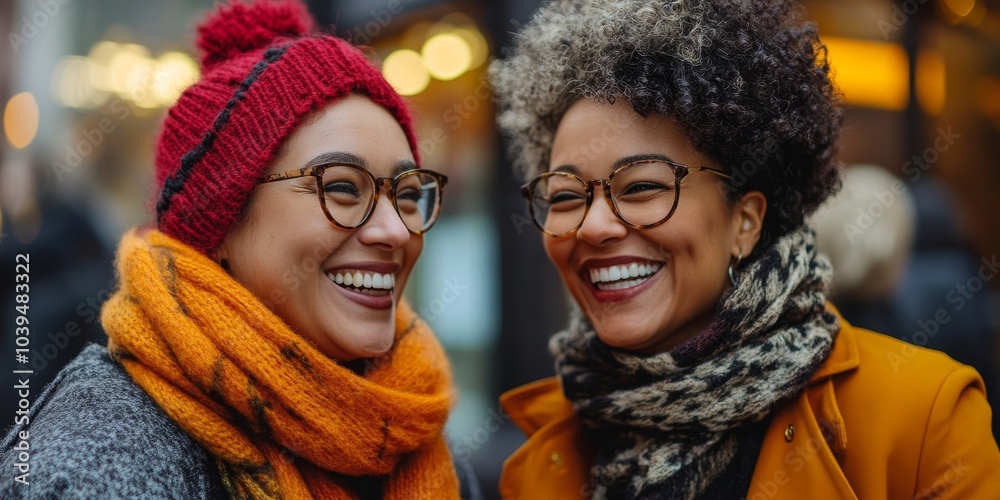 Different sized woman laughing together, Generative AI