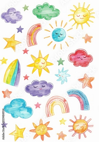 bright background rainbow, sun and clouds.