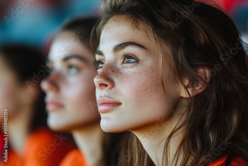 Obraz na płótnie Sad female fans sitting in stadium, Generative AI w salonie