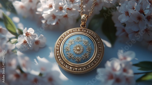 Vintageinspired locket pendant resting on a plain minimalistic background exuding oldworld charm and sophisticated goldwork