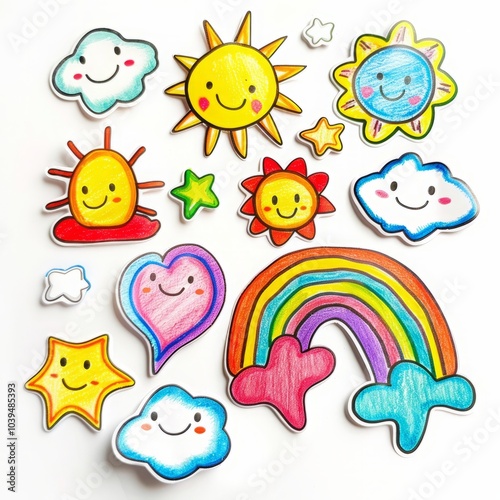 bright background rainbow, sun and clouds.