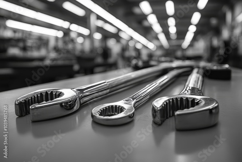 Obraz na płótnie Ratchet spanner and sockets in car workshop, Generative AI w salonie