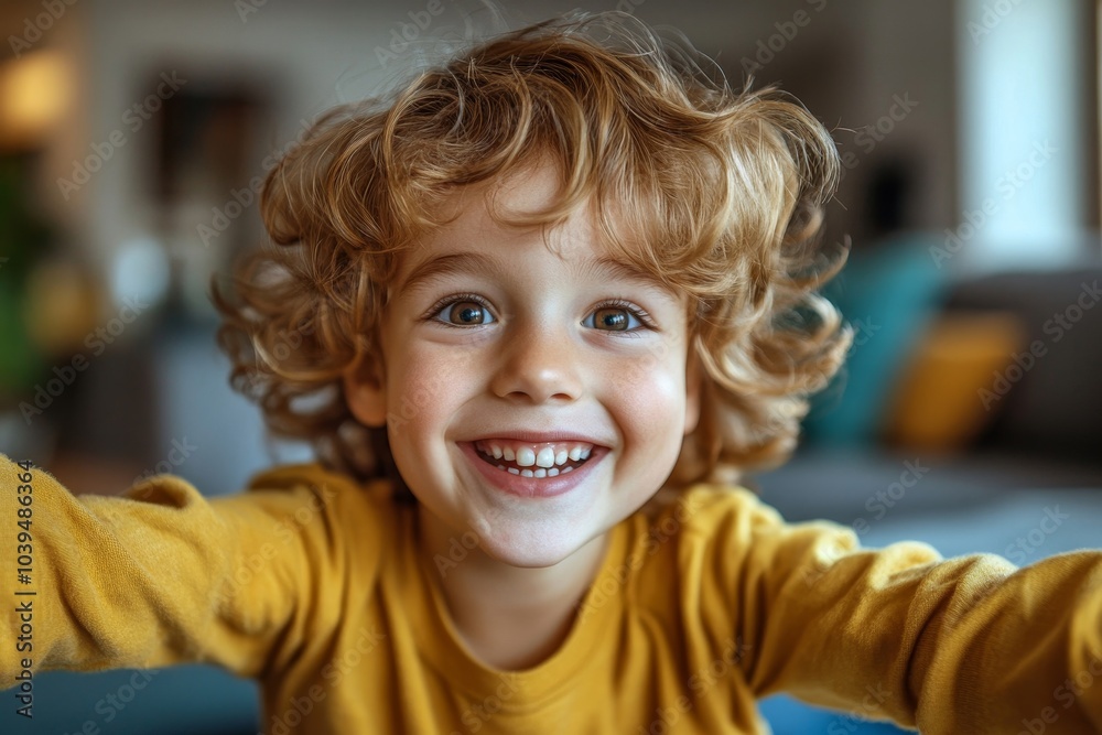 Little boy having fun with mother at home, Generative AI